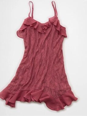 AE Lace Handkerchief Hem Ruffle Mini Dress